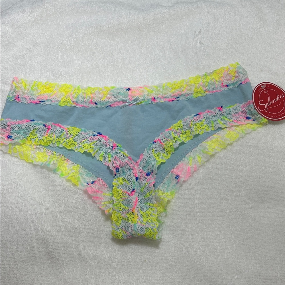 Splendid Lace Trim Panties - Blue Neon Yellow and pink Panties. Super cute!